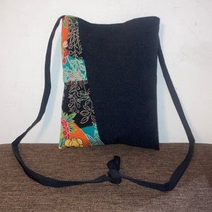 Handmade Artisan Black & Floral Asian Purse